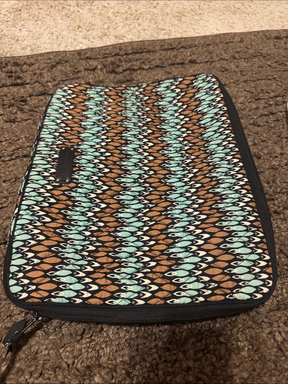 Turquoise and Brown Patterned Laptop Sleeve Case